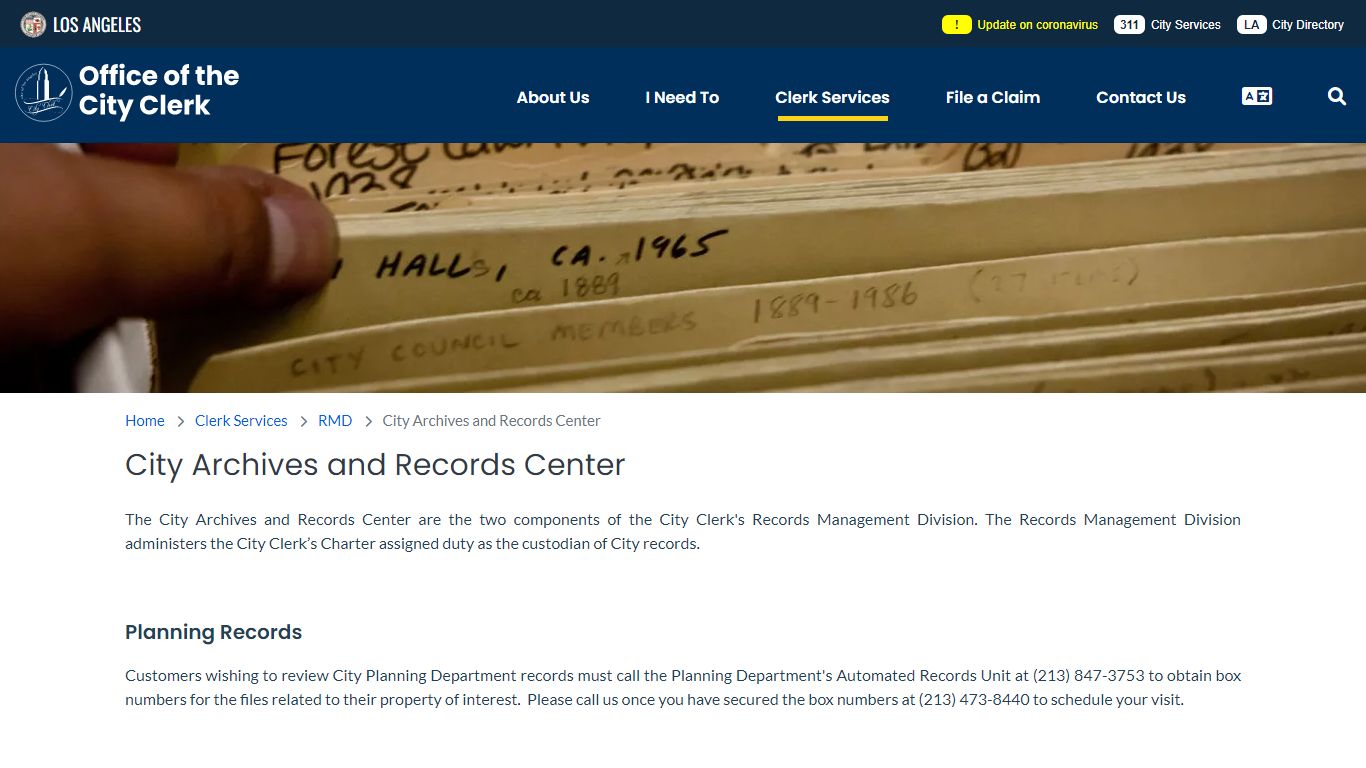 City Archives and Records Center | Office of the City Clerk